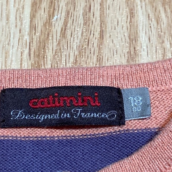 Catimini Knit Zip Up Cardigan Sweater Girls Purple Pink Geometric Elbow Patches - Picture 7 of 7